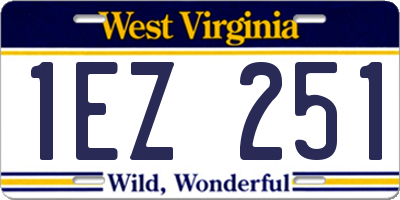 WV license plate 1EZ251