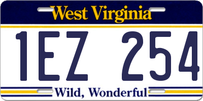 WV license plate 1EZ254