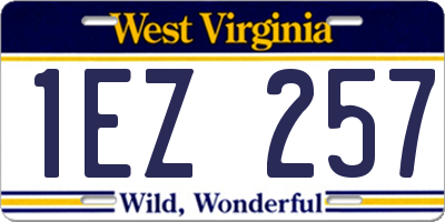 WV license plate 1EZ257
