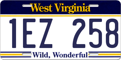 WV license plate 1EZ258