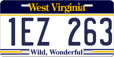 WV license plate 1EZ263