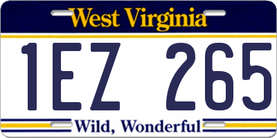 WV license plate 1EZ265