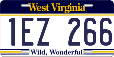 WV license plate 1EZ266