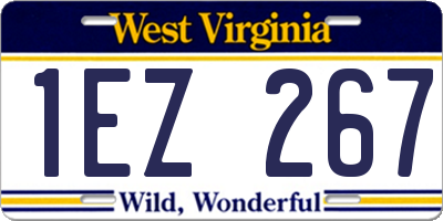 WV license plate 1EZ267