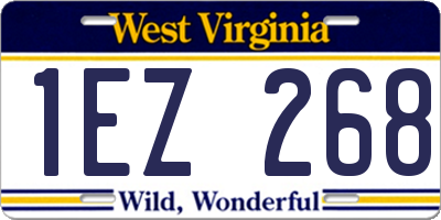 WV license plate 1EZ268