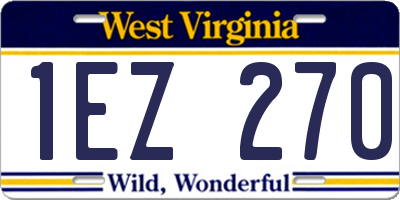 WV license plate 1EZ270