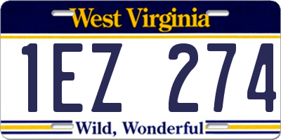WV license plate 1EZ274