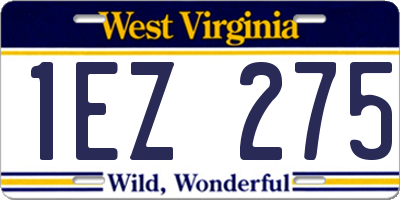 WV license plate 1EZ275