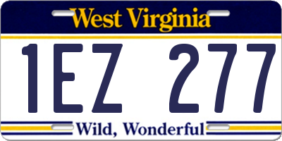 WV license plate 1EZ277