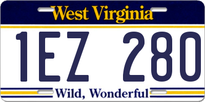 WV license plate 1EZ280
