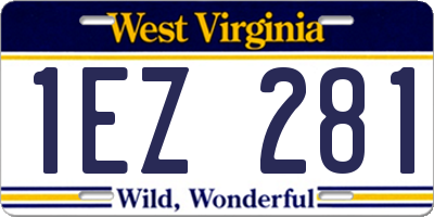 WV license plate 1EZ281
