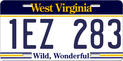 WV license plate 1EZ283