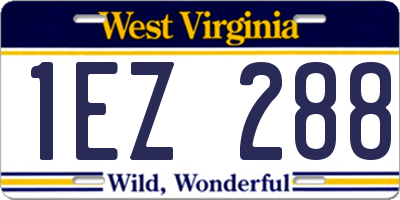 WV license plate 1EZ288