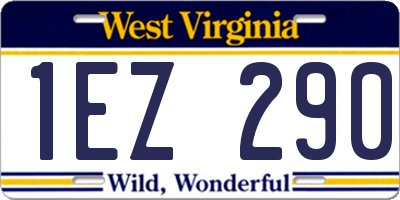WV license plate 1EZ290