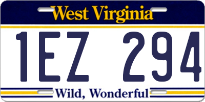 WV license plate 1EZ294