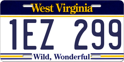 WV license plate 1EZ299