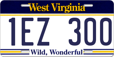 WV license plate 1EZ300