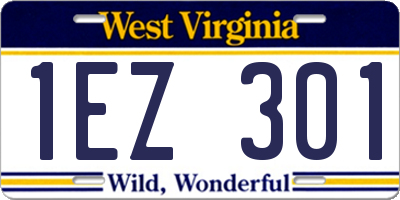 WV license plate 1EZ301