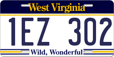 WV license plate 1EZ302