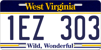 WV license plate 1EZ303