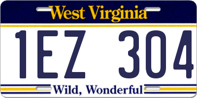 WV license plate 1EZ304
