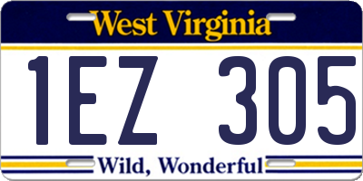 WV license plate 1EZ305