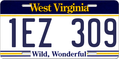WV license plate 1EZ309
