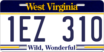 WV license plate 1EZ310