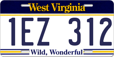 WV license plate 1EZ312