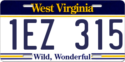 WV license plate 1EZ315