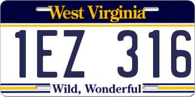 WV license plate 1EZ316
