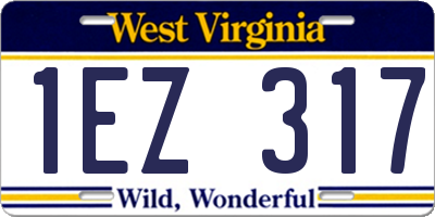 WV license plate 1EZ317