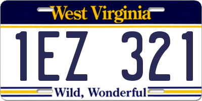 WV license plate 1EZ321