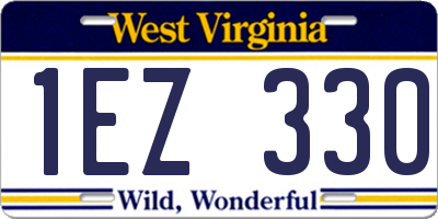 WV license plate 1EZ330
