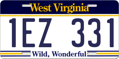 WV license plate 1EZ331