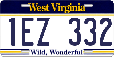 WV license plate 1EZ332