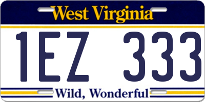 WV license plate 1EZ333