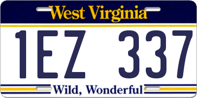 WV license plate 1EZ337