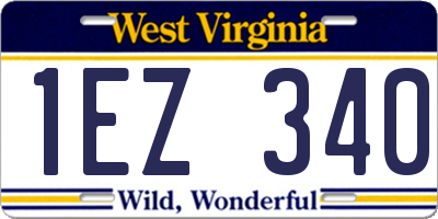 WV license plate 1EZ340