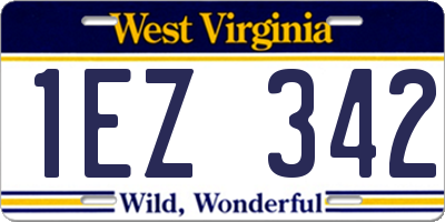 WV license plate 1EZ342