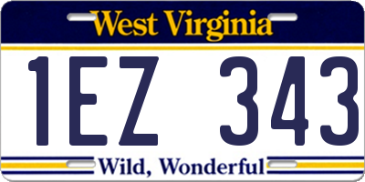 WV license plate 1EZ343