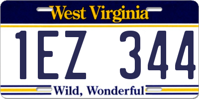 WV license plate 1EZ344