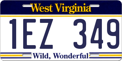 WV license plate 1EZ349