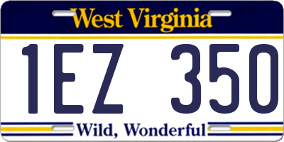 WV license plate 1EZ350