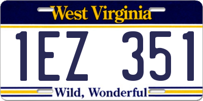 WV license plate 1EZ351
