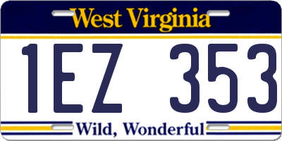 WV license plate 1EZ353