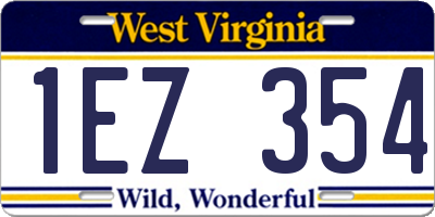 WV license plate 1EZ354
