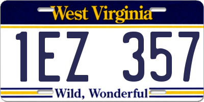 WV license plate 1EZ357