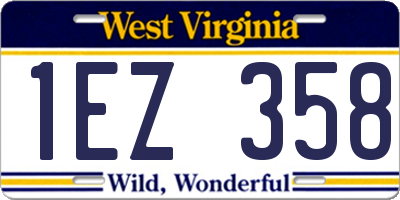 WV license plate 1EZ358