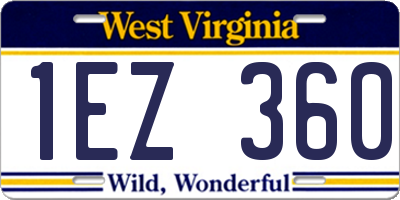 WV license plate 1EZ360